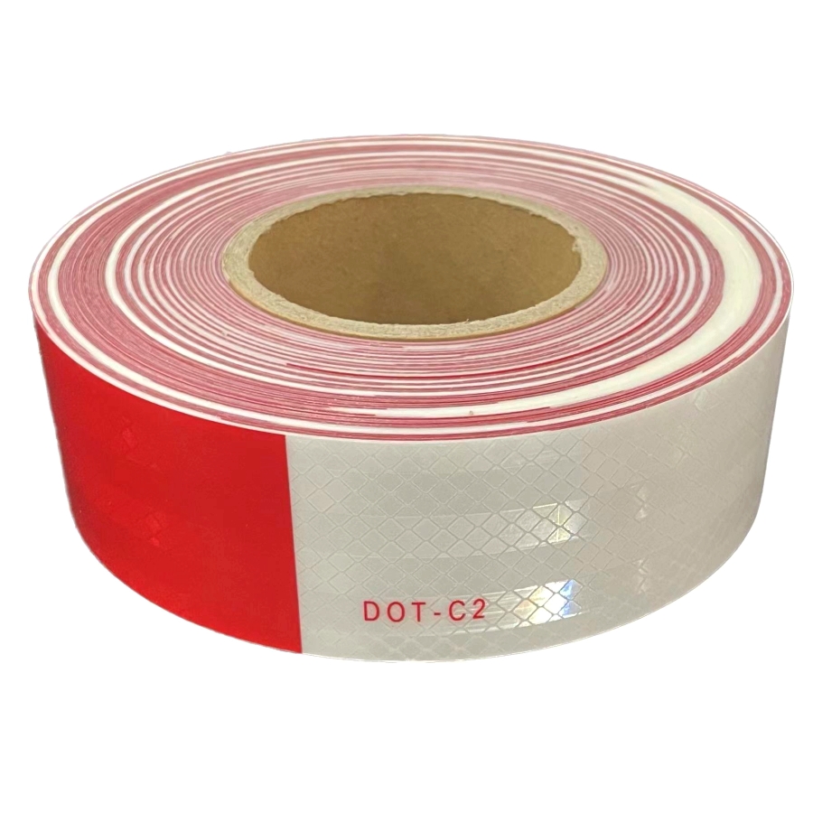 High-vis Red White Prismatic DOT-C2 Reflective Tape for Truck And Trailers