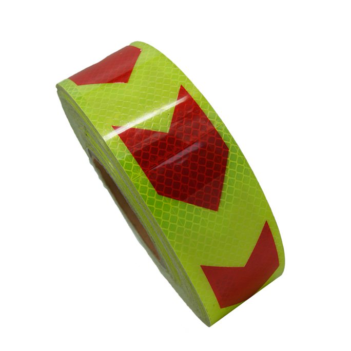 PET micro-prismatic reflective tape fluorescent green+red