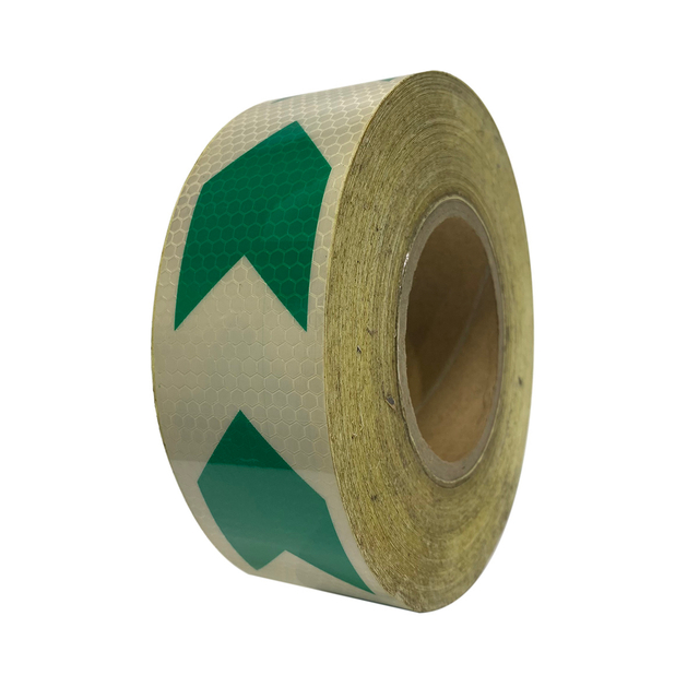 Green+White 5cm*25m PVC Honeycomb Arrow Reflective Tape