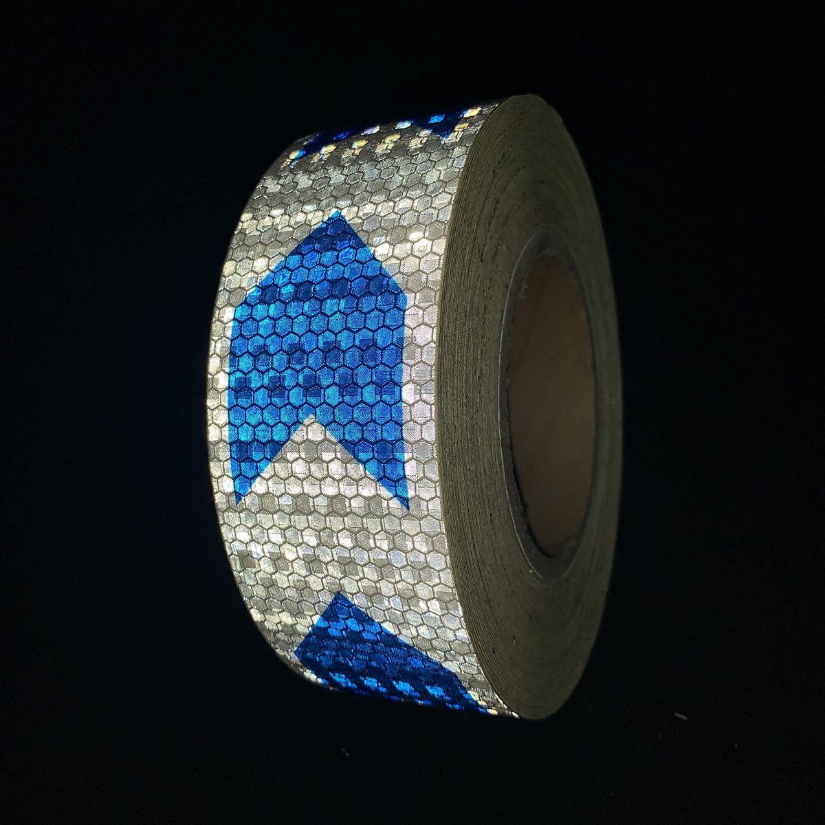 5cm*25m PVC Honeycomb Arrow Reflective Tape Blue+White