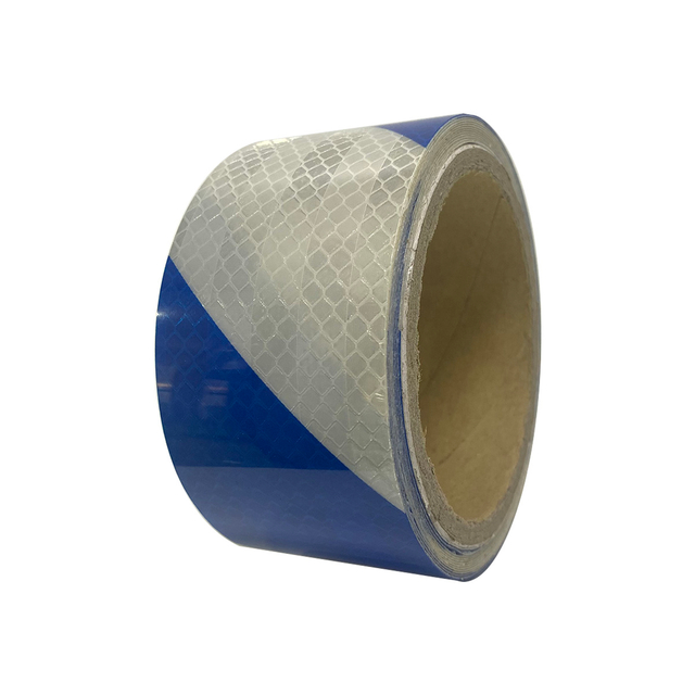 5cm*5m PET Prismatic Retro-reflective Conspicuity Marking Tape for Vehicle White+Blue