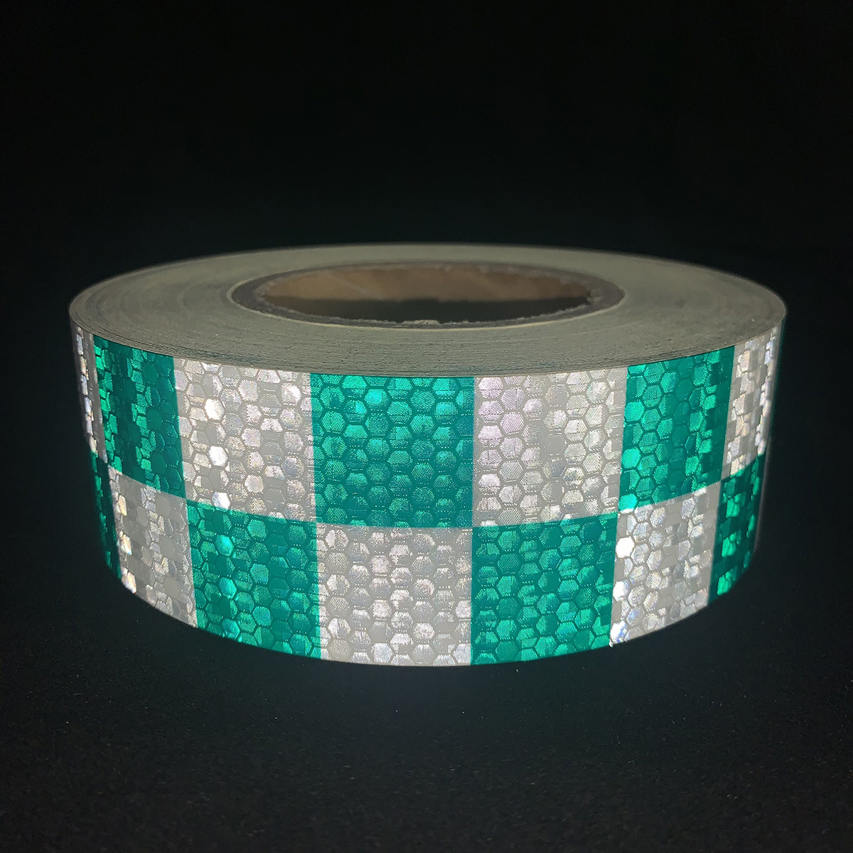 White+Green PVC Honeycombe Checkerboard Retro-Reflective Tape
