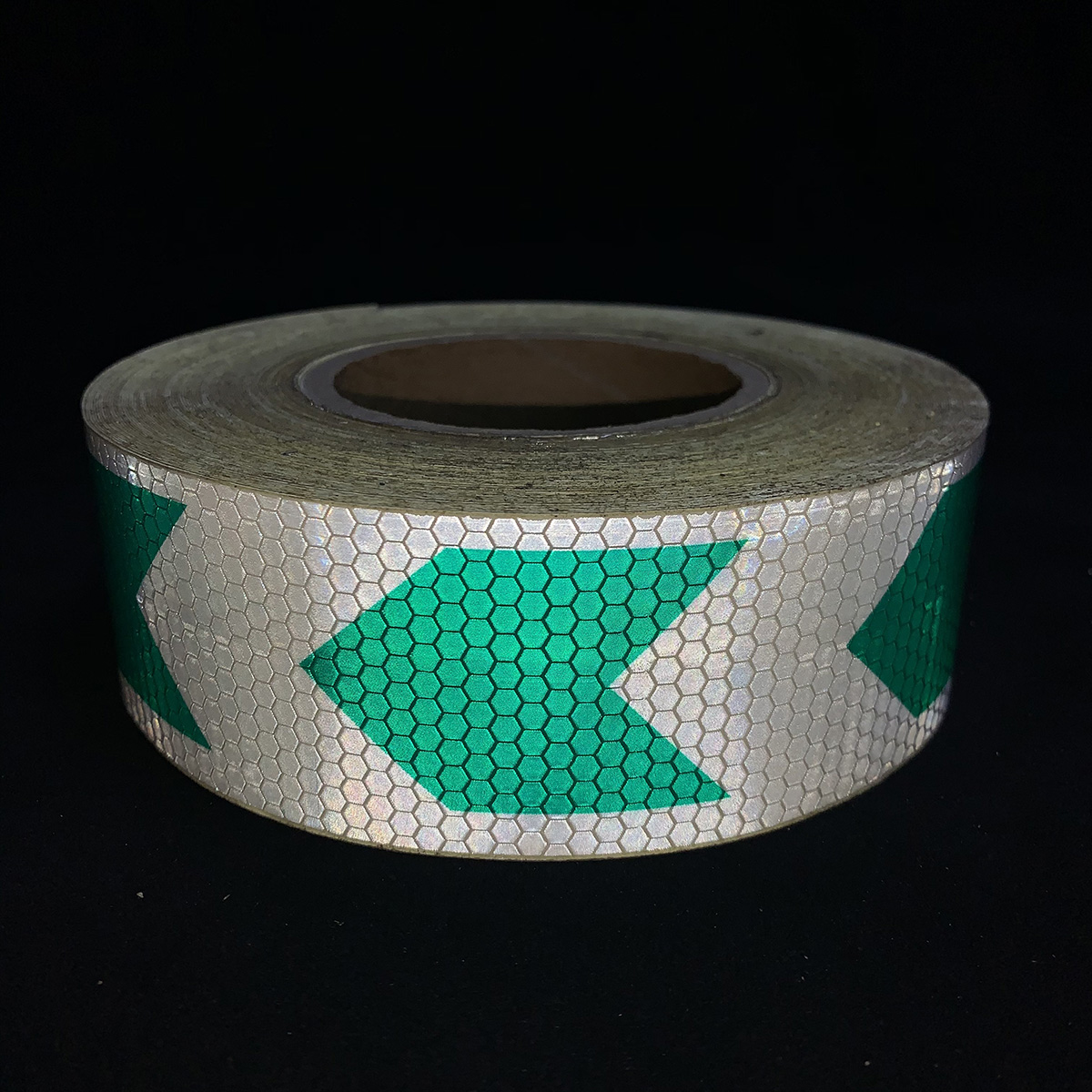 Green+White 5cm*25m PVC Honeycomb Arrow Reflective Tape