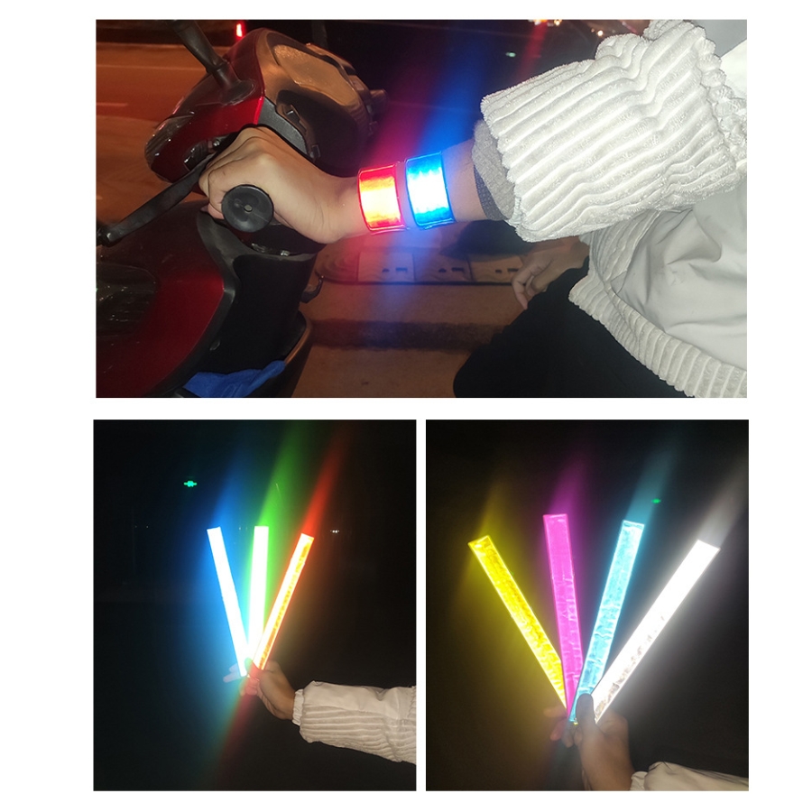 High-Vis Security Slap Band PVC Reflector Snap Bracelets For Night Biking