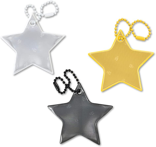 PVC Backpack Gear Pendant Safety Reflectors Reflective Star Shaped Keychain 