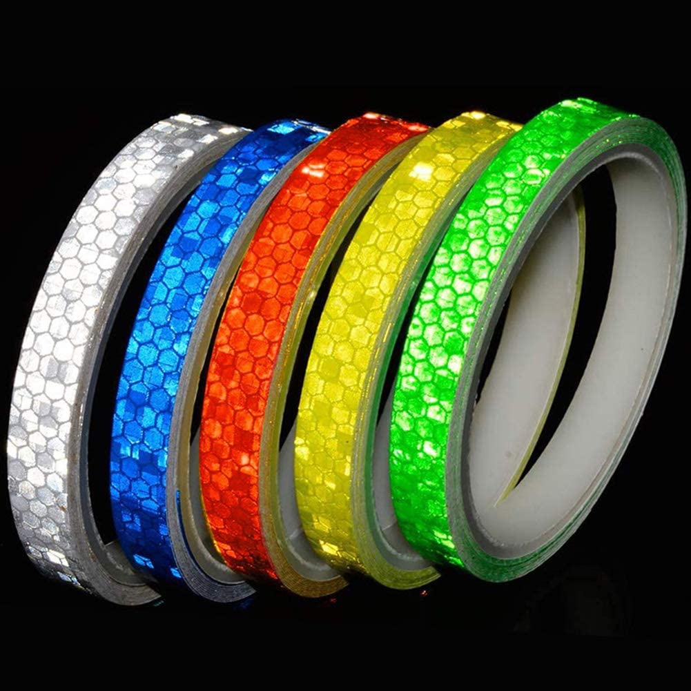 5 Colors Waterproof Outdoor Bicycle Rim Safety Reflective Warning Stickers Rolls for Bikes,Motorcycle Decoration