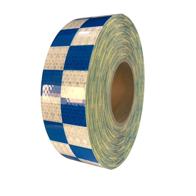 White And Blue Honeycombe Checkerboard Retro Reflective Tape