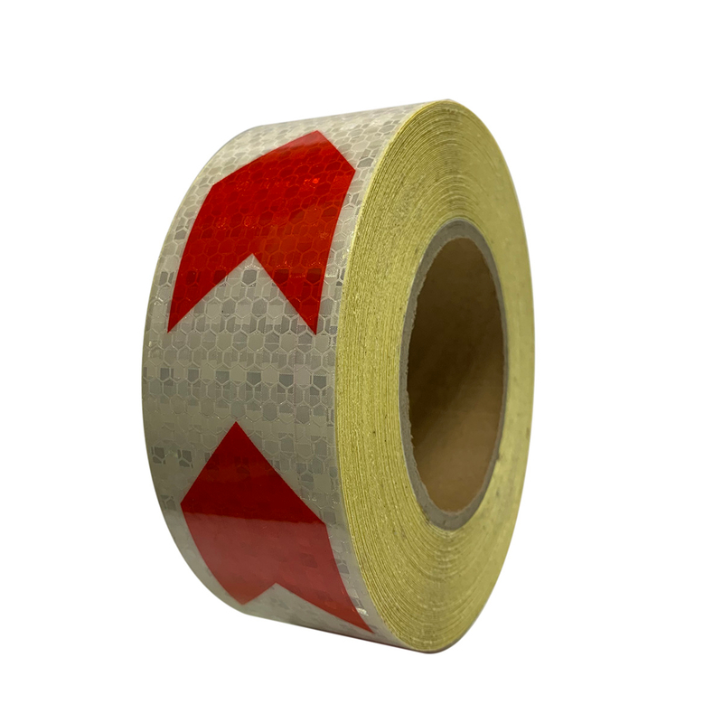 5cm*25m PVC Honeycomb Arrow Reflective Tape Red+White