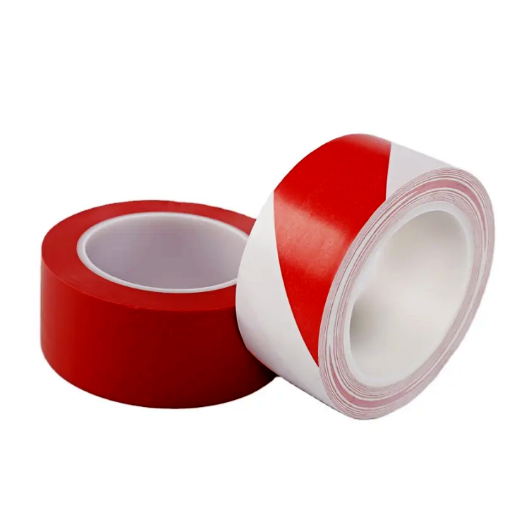 Red White PVC Lane Marking Tapes Floor Adhesive Warning Tapes Safety Barrier Tape