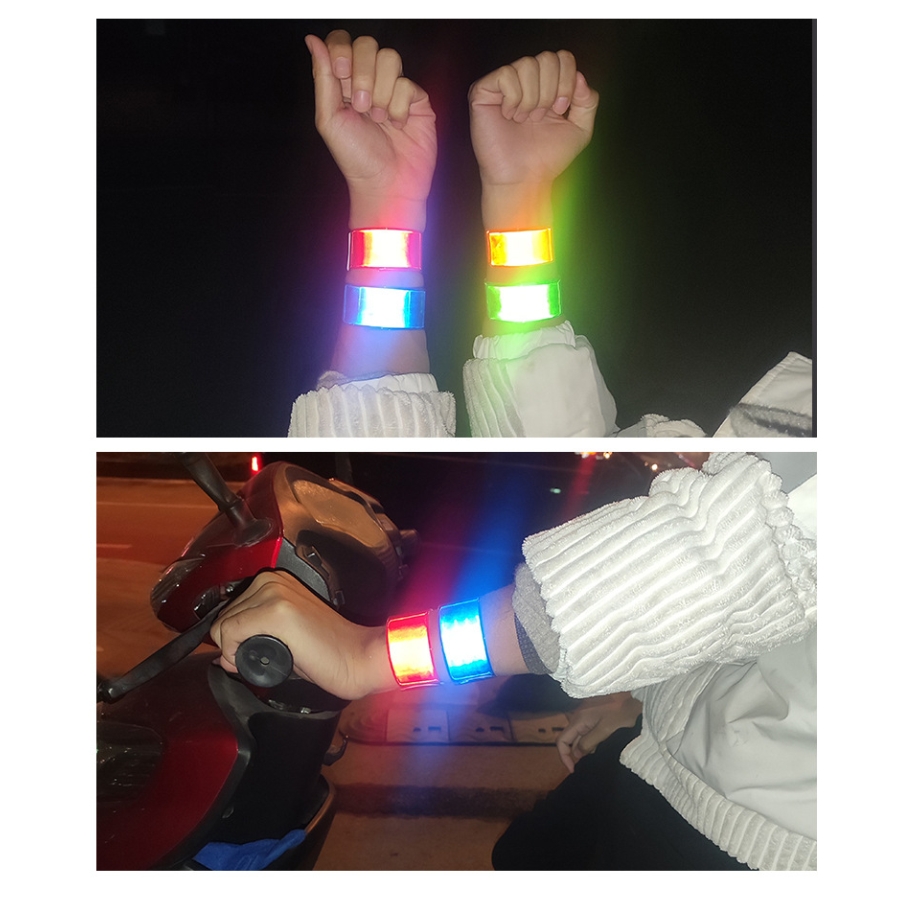 High-Vis Security Slap Band PVC Reflector Snap Bracelets For Night Biking