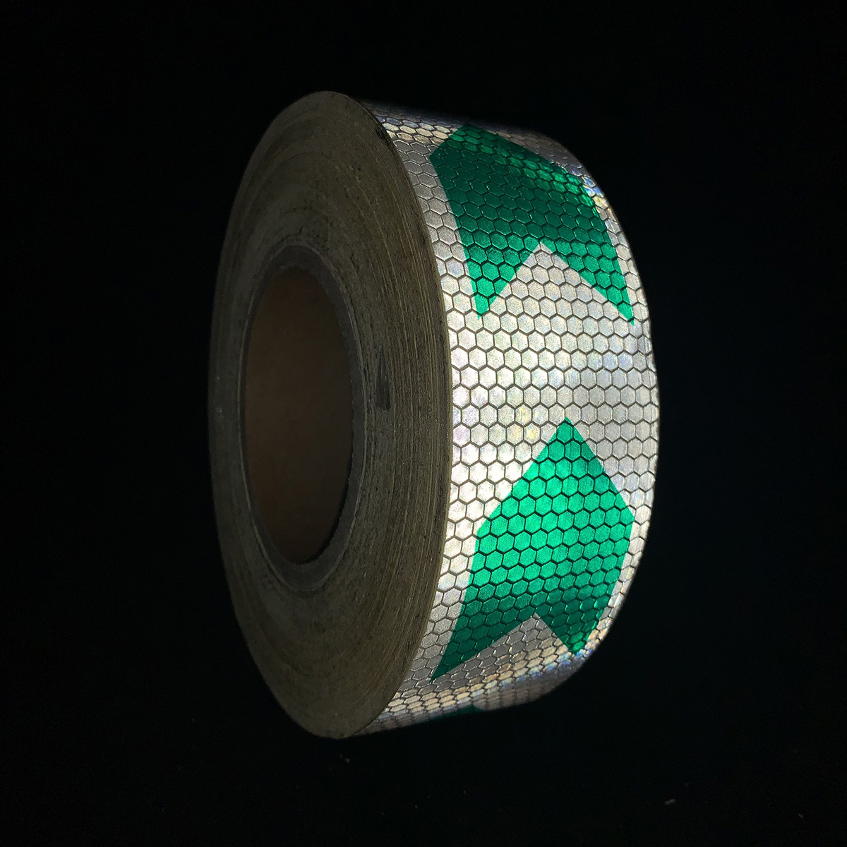 Green+White 5cm*25m PVC Honeycomb Arrow Reflective Tape