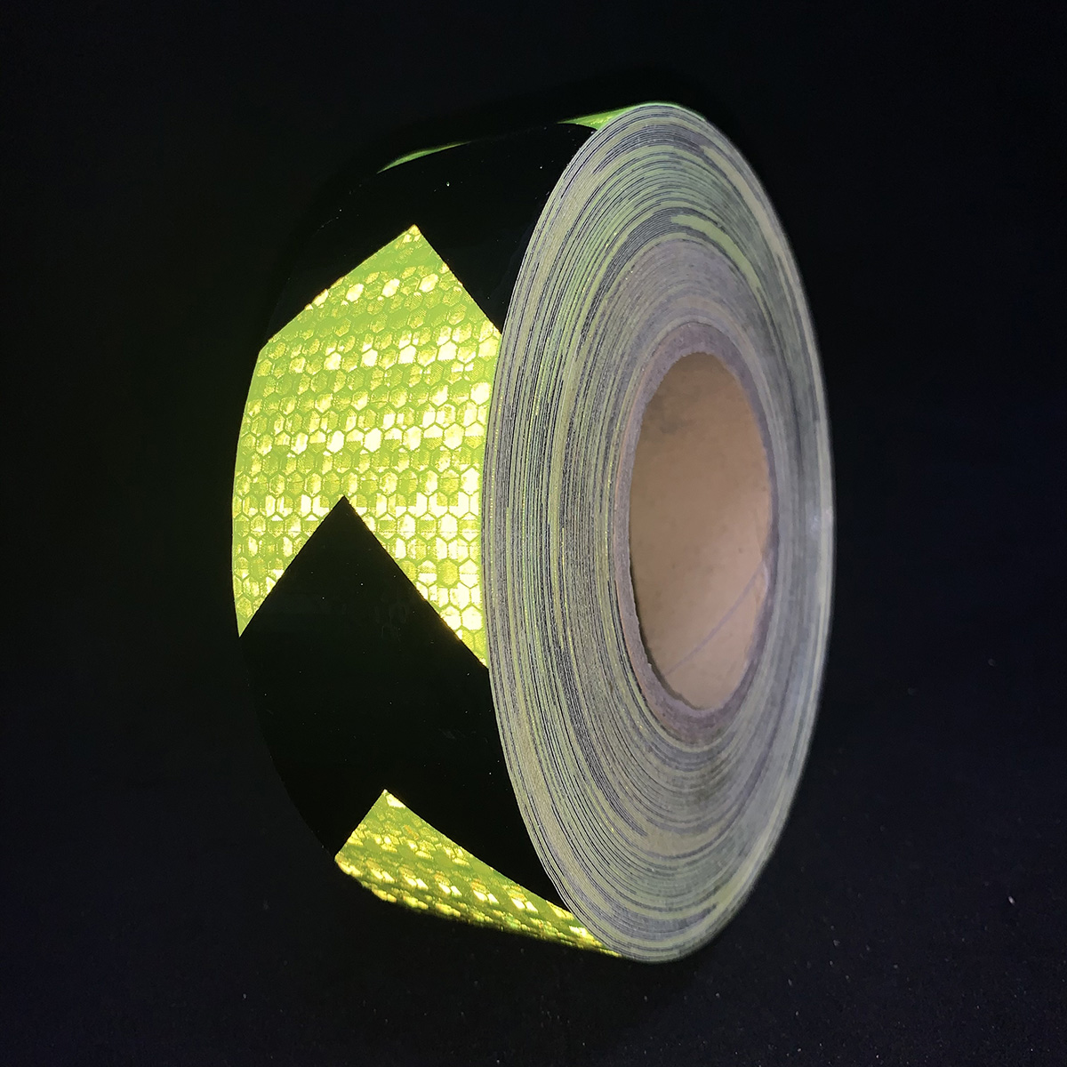 5cm*45mtrs Fluorescent Green Black Arrow PVC/PET Glitter Film Reflective Tape
