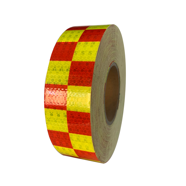 Red+Yellow PVC Honeycombe Checkerboard Retro Reflective Tape