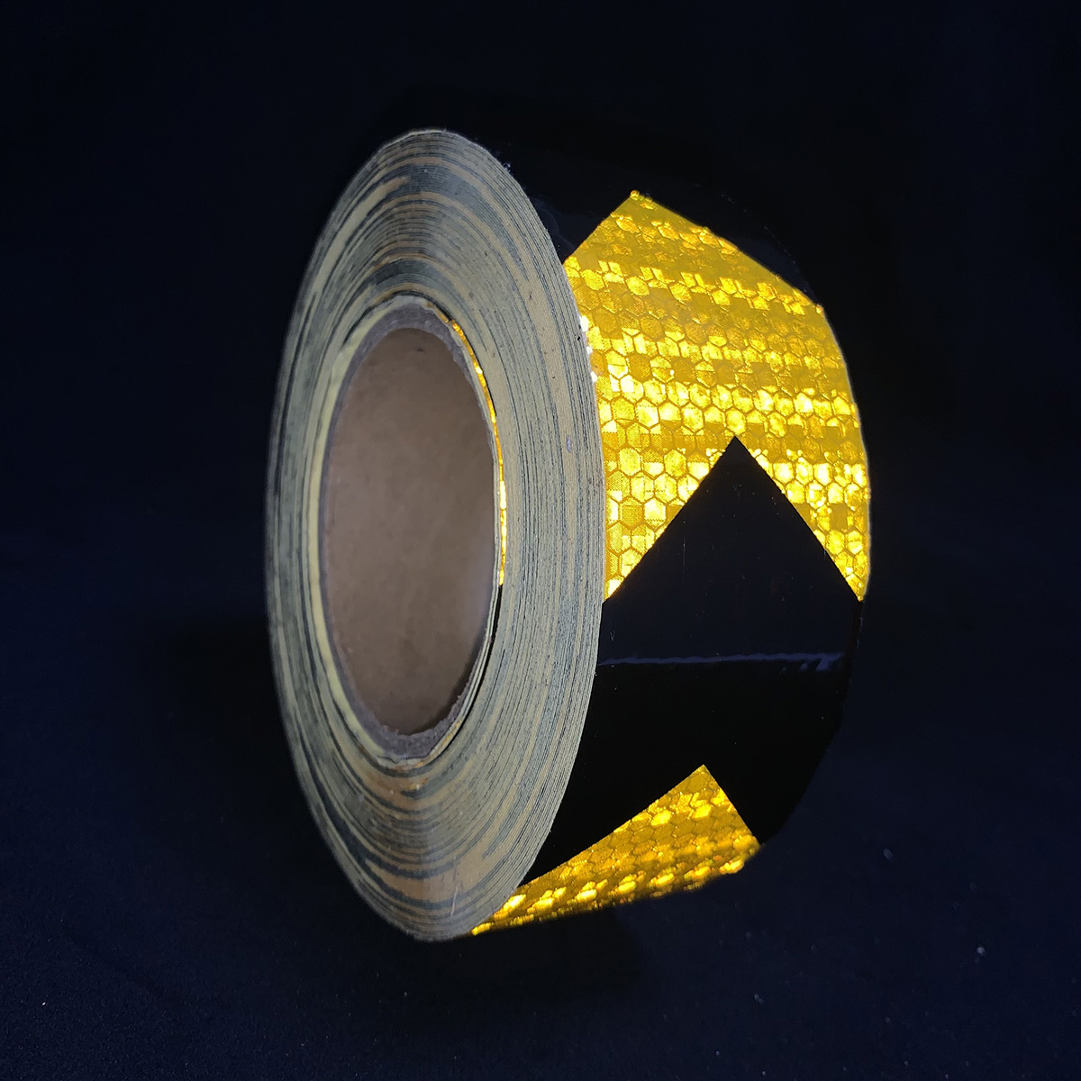 5cm*45m Black+Golden PVC Honeycomb Arrow Reflective Tape 