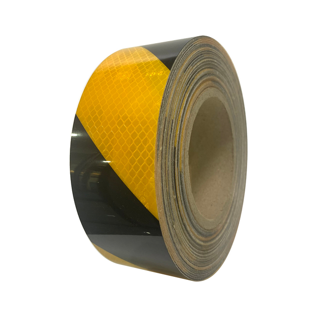 5cm*25m PET Micro-Prismatic Twill Reflective Tape Golden+Black