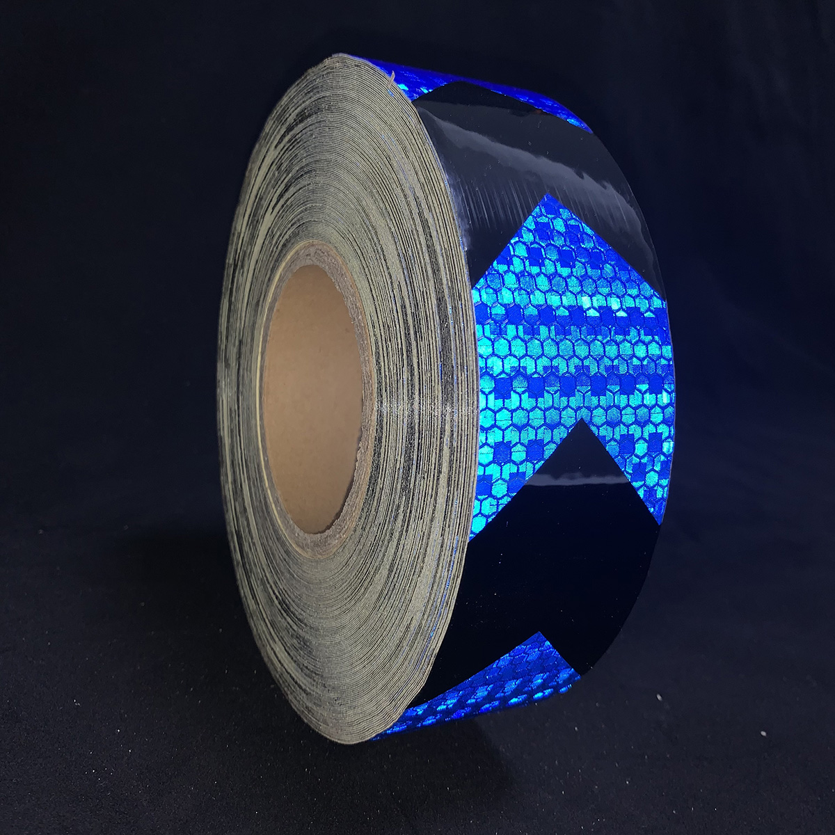 5cm*45m Black and Blue PVC Honeycomb Arrow Reflective Tape