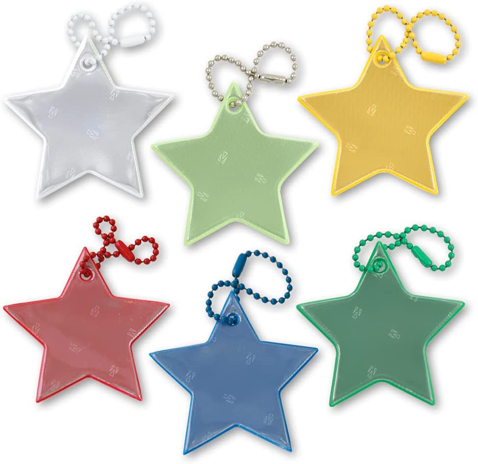 PVC Backpack Gear Pendant Safety Reflectors Reflective Star Shaped Keychain 