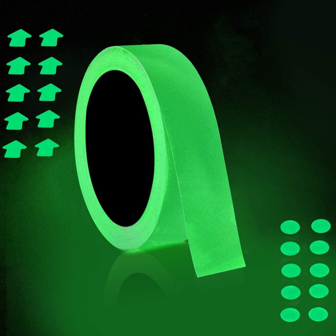 Glow in The Dark Fluorescent Photoluminescent Tape Luminescent Safety Egress Markers Stairs, Walls, Steps, exit Sign.