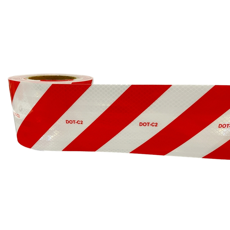 High Intensity Prismatic Reflective Sheeting PET Red/White DOT-C2 Strip Tape