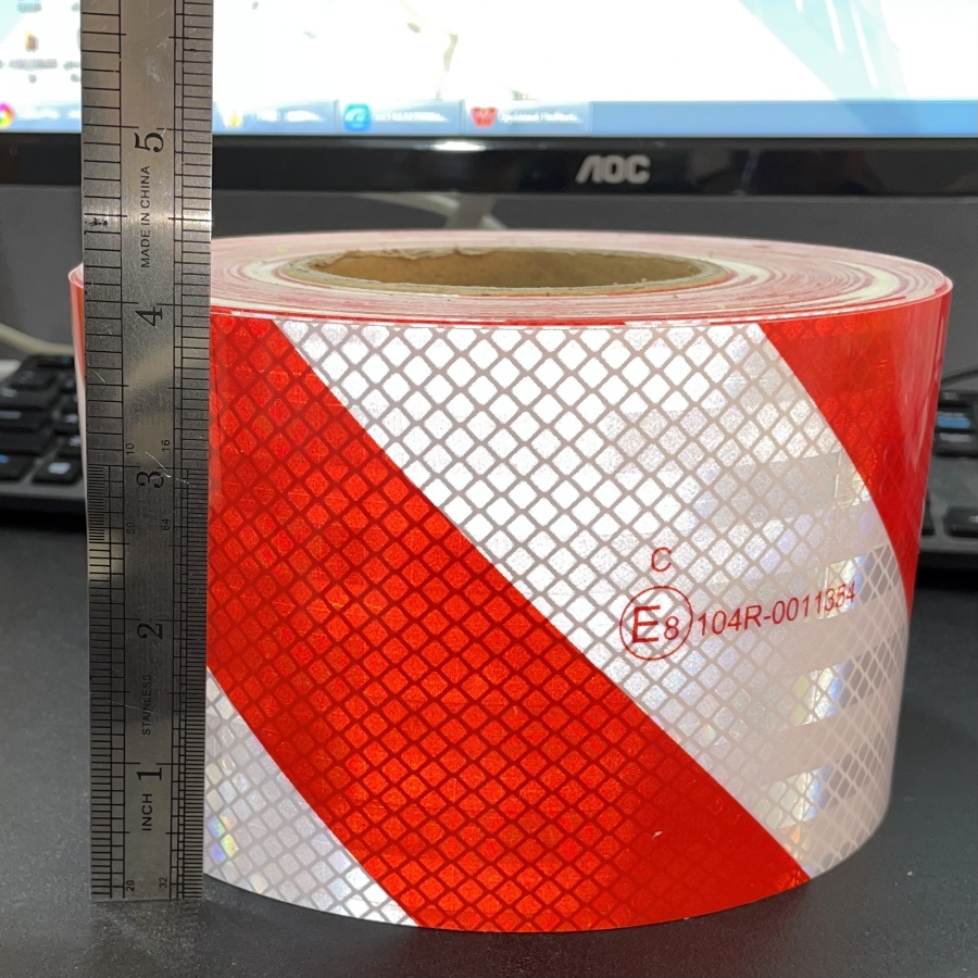 High Visibility Micro-Prismatic CE Mark Red White Strip Reflective Tape 10cm