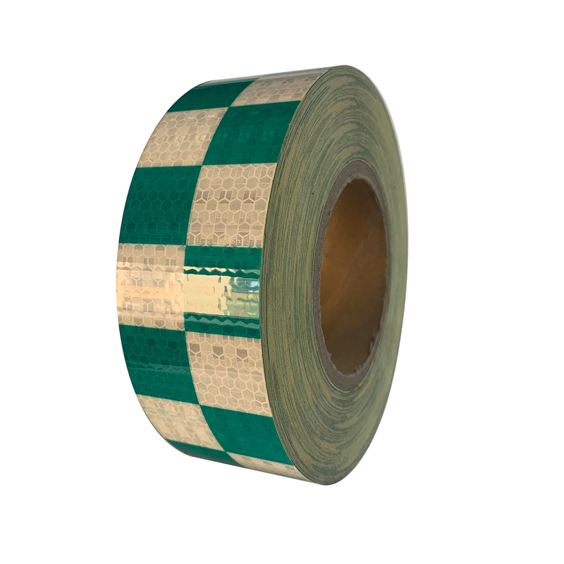 White+Green PVC Honeycombe Checkerboard Retro-Reflective Tape