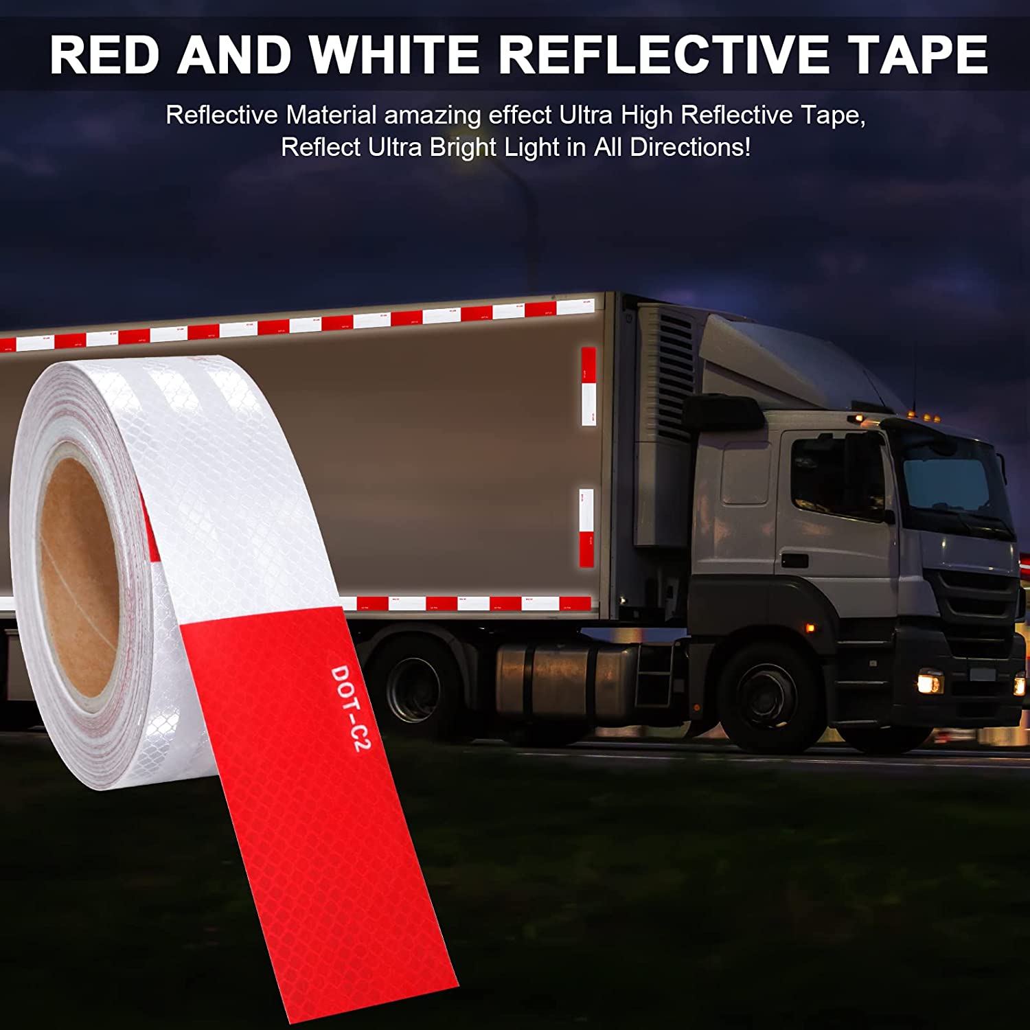 High Visibility Micro-Prismatic Conspicuity Trailers DOT-C2 Reflective Safety Tape